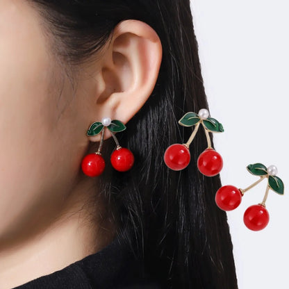 1 Pair Sweet Fruit Plating Alloy Ear Studs