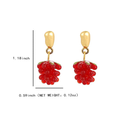 1 Pair Sweet Fruit Plating Glass 18k Gold Plated Drop Earrings