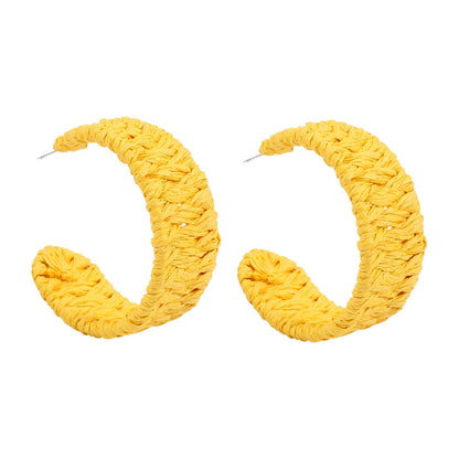 1 Pair Sweet Geometric Braid Raffia Ear Studs