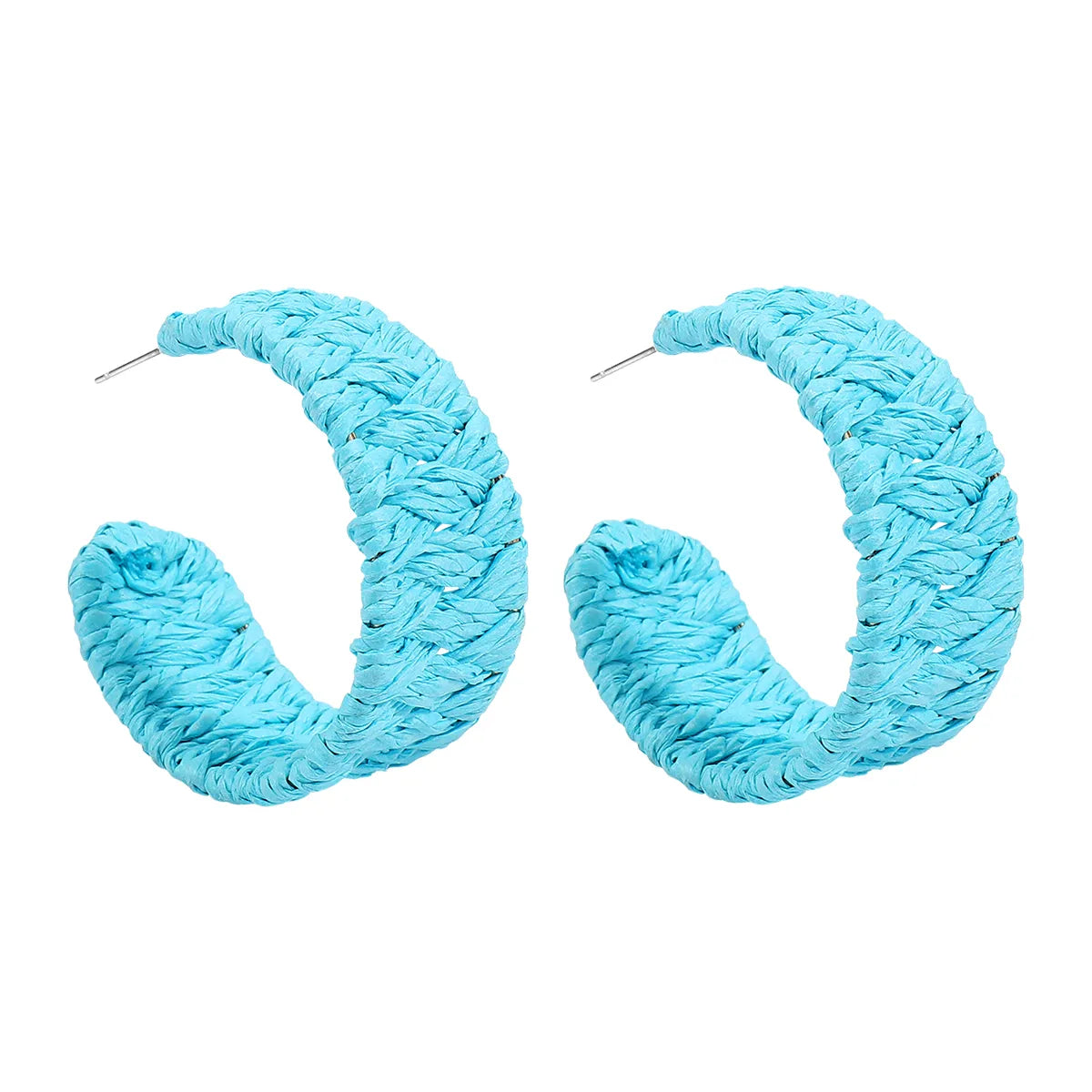 1 Pair Sweet Geometric Braid Raffia Ear Studs