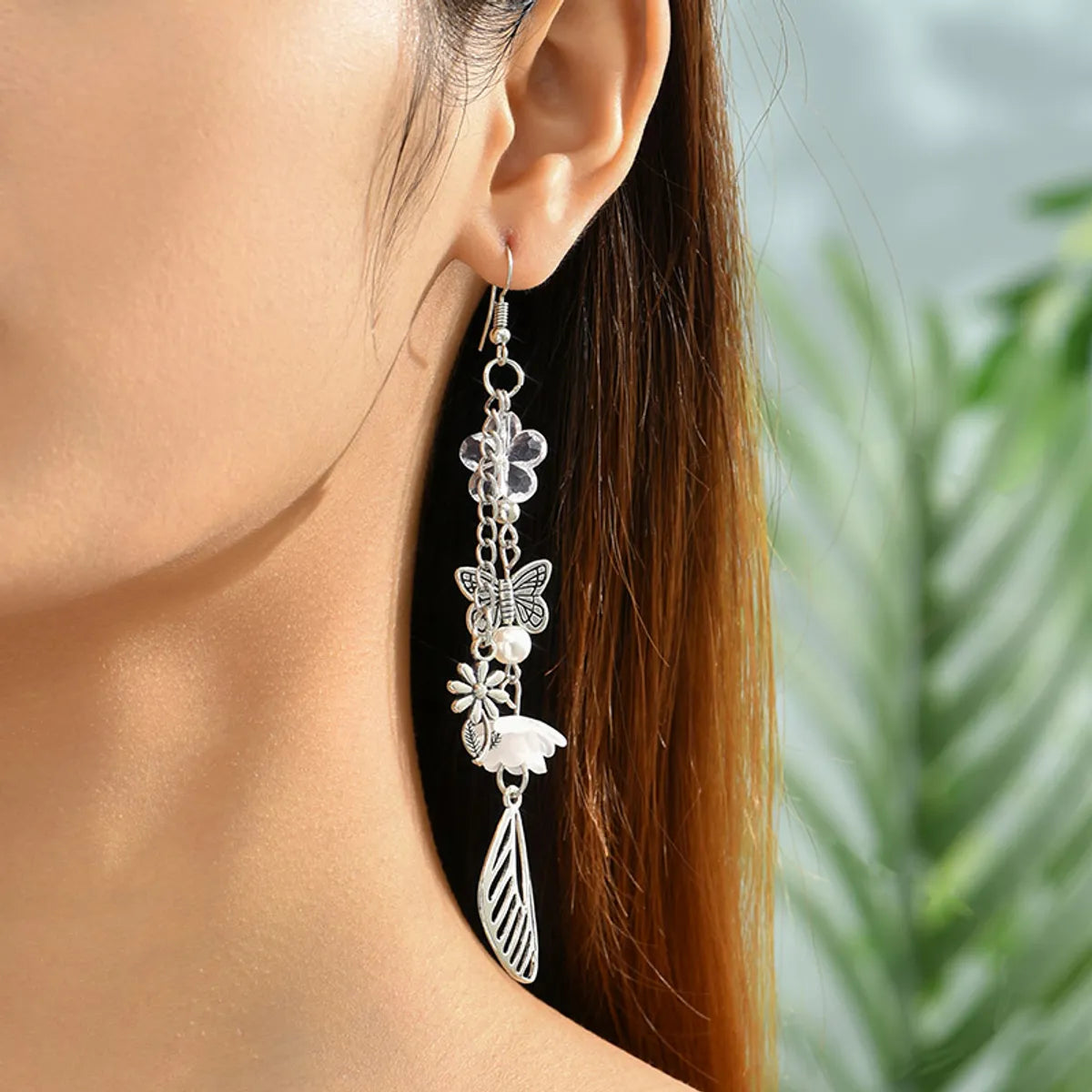 1 Pair Sweet Geometric Butterfly Plating Alloy Drop Earrings