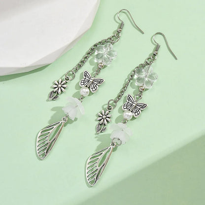 1 Pair Sweet Geometric Butterfly Plating Alloy Drop Earrings