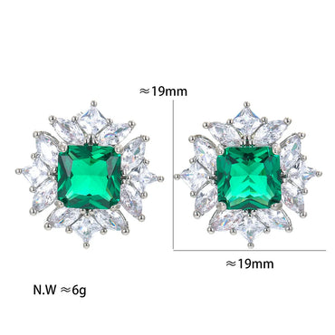 1 Pair Sweet Geometric Color Block Plating Inlay Copper Zircon Ear Studs