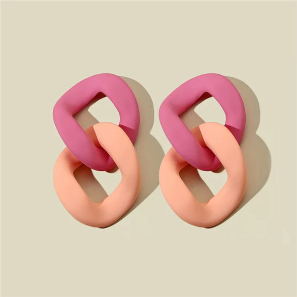 1 Pair Sweet Geometric Color Block Stoving Varnish Arylic Drop Earrings