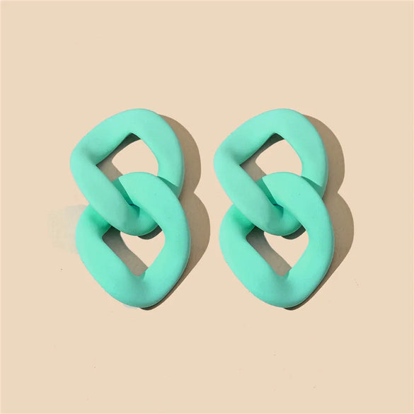 1 Pair Sweet Geometric Color Block Stoving Varnish Arylic Drop Earrings