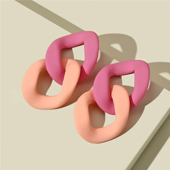 1 Pair Sweet Geometric Color Block Stoving Varnish Arylic Drop Earrings