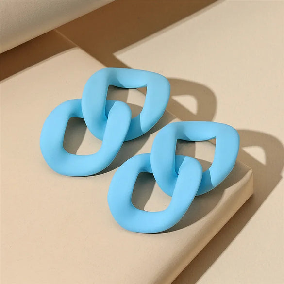 1 Pair Sweet Geometric Color Block Stoving Varnish Arylic Drop Earrings