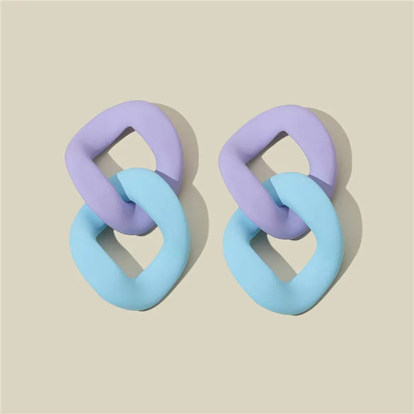 1 Pair Sweet Geometric Color Block Stoving Varnish Arylic Drop Earrings