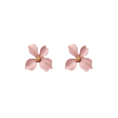 1 Pair Sweet Geometric Heart Shape Flower Alloy Plating Flowers Women's Earrings