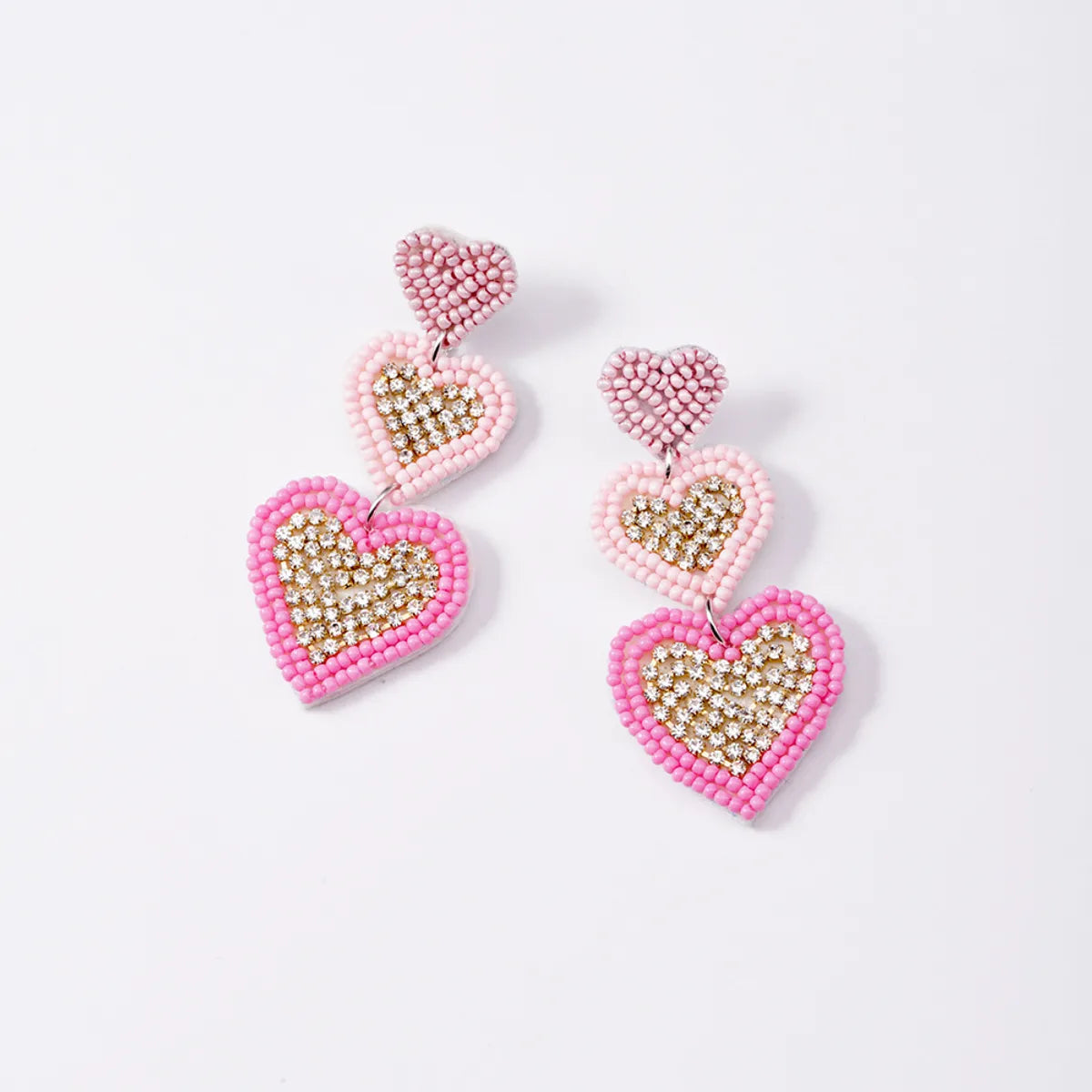 1 Pair Sweet Geometric Heart Shape Seed Bead Drop Earrings