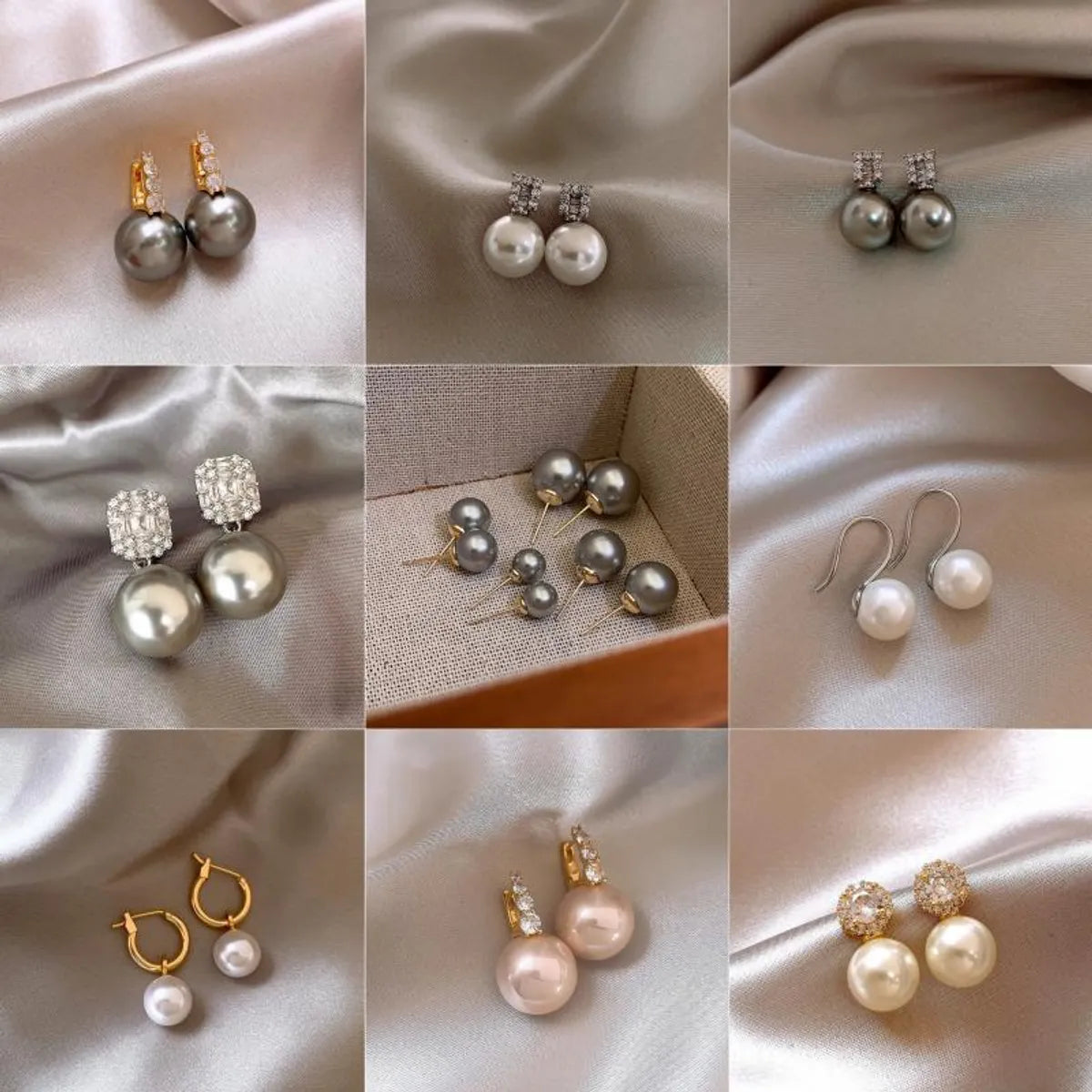 1 Pair Sweet Geometric Round Plating Imitation Pearl Drop Earrings