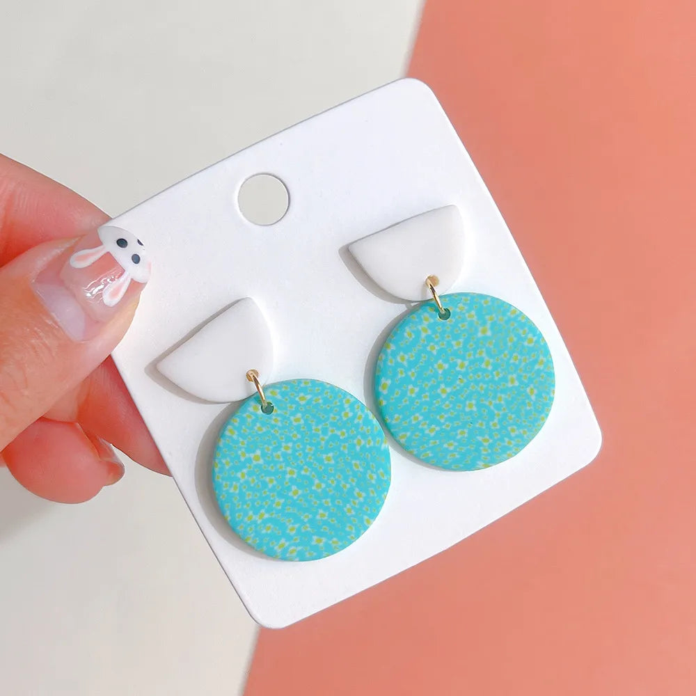 1 Pair Sweet Geometric Soft Clay Drop Earrings