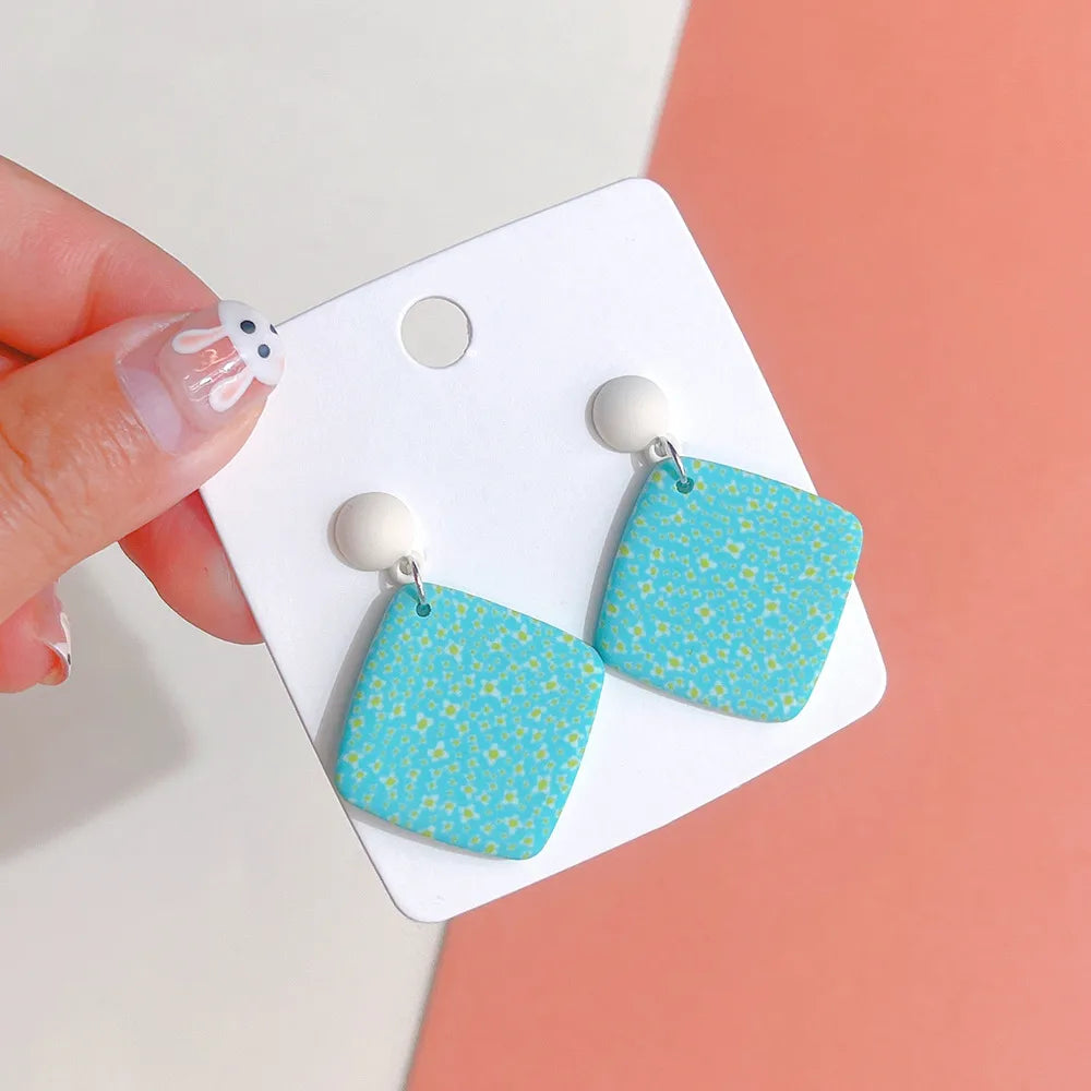 1 Pair Sweet Geometric Soft Clay Drop Earrings