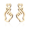 1 Pair Sweet Gesture Heart Shape Plating 201 Stainless Steel 18K Gold Plated Ear Studs