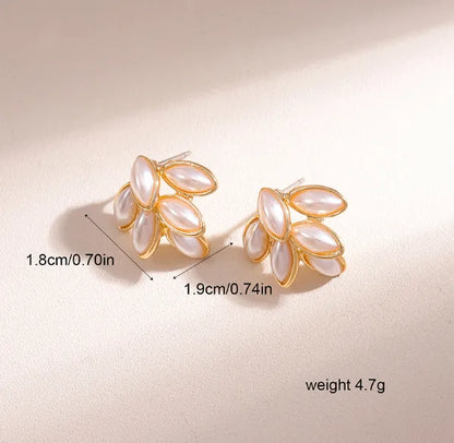 1 Pair Sweet Grain Inlay Alloy Pearl Pearl Ear Studs