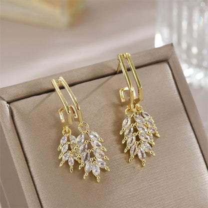 1 Pair Sweet Grain Plating Inlay Copper Alloy Zircon 18k Gold Plated Drop Earrings