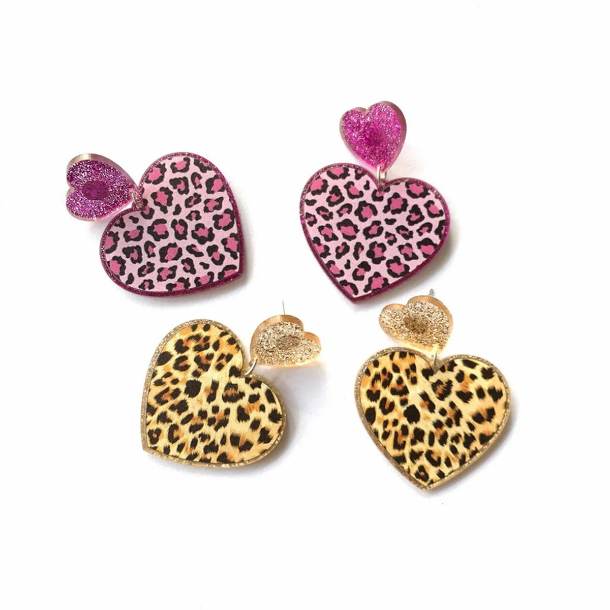 1 Pair Sweet Heart Shape Arylic Printing Women's Drop Earrings