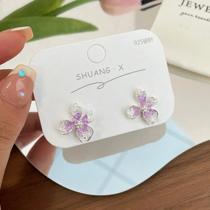 1 Pair Sweet Heart Shape Butterfly Zinc Alloy Ear Studs