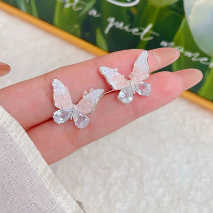 1 Pair Sweet Heart Shape Butterfly Zinc Alloy Ear Studs