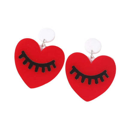 1 Pair Sweet Heart Shape Enamel Arylic Earrings