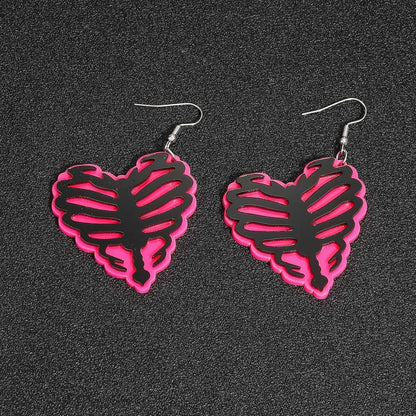 1 Pair Sweet Heart Shape Enamel Arylic Earrings