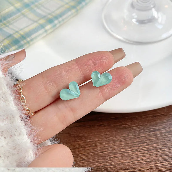 1 Pair Sweet Heart Shape Flower Fish Tail Artificial Crystal Alloy Earrings