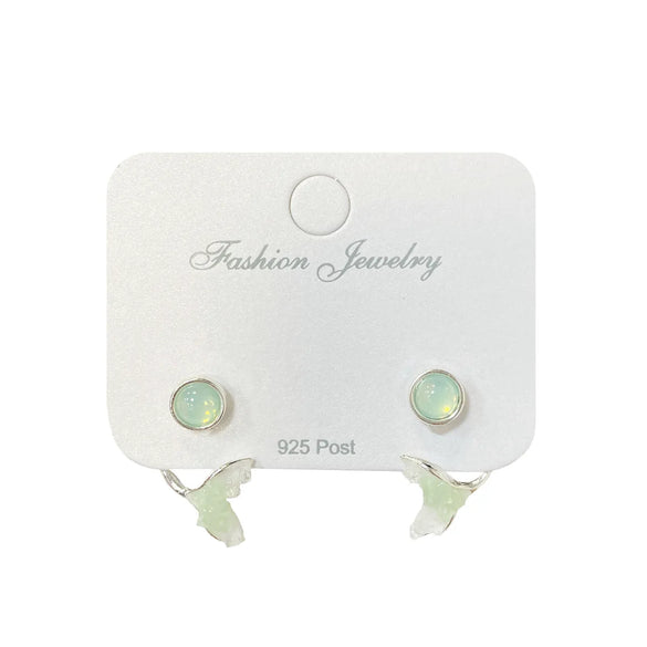 1 Pair Sweet Heart Shape Flower Fish Tail Artificial Crystal Alloy Earrings