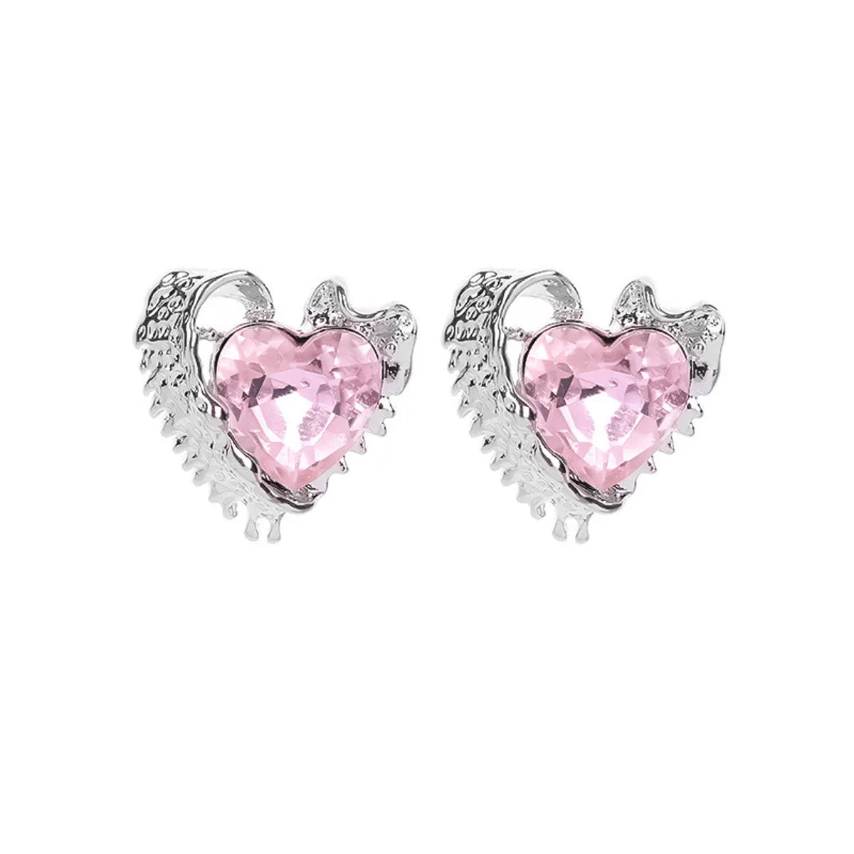 1 Pair Sweet Heart Shape Inlay Alloy Zircon Ear Studs