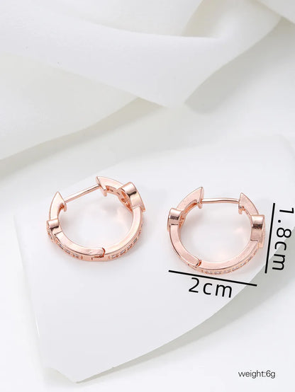 1 Pair Sweet Heart Shape Inlay Copper Zircon Earrings