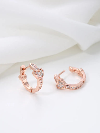 1 Pair Sweet Heart Shape Inlay Copper Zircon Earrings