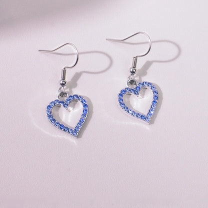 1 Pair Sweet Heart Shape Inlay Zinc Alloy Zircon Drop Earrings