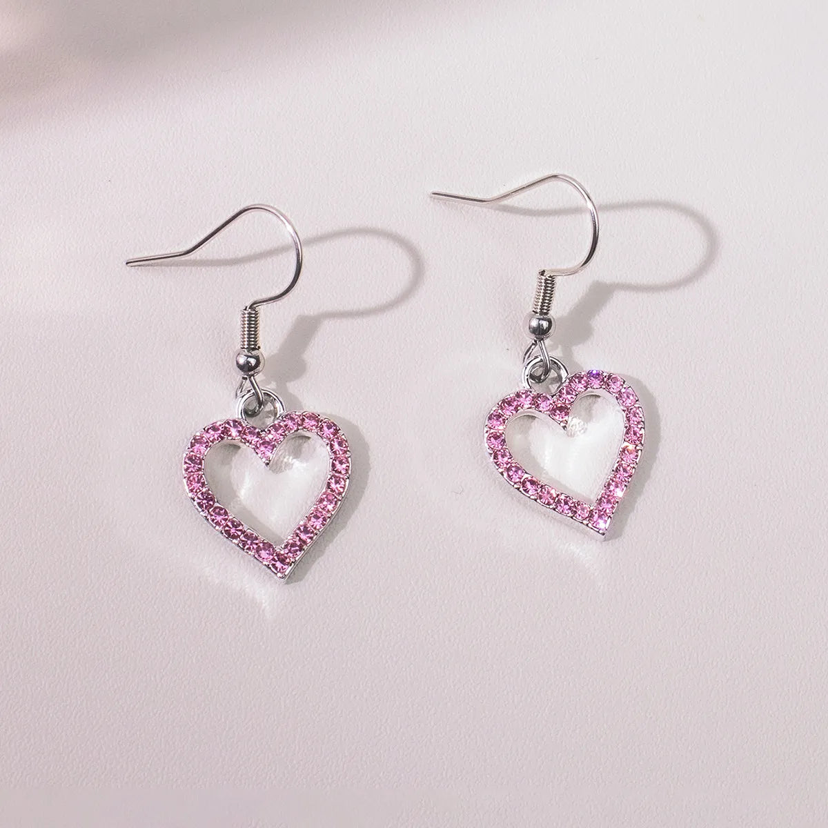 1 Pair Sweet Heart Shape Inlay Zinc Alloy Zircon Drop Earrings