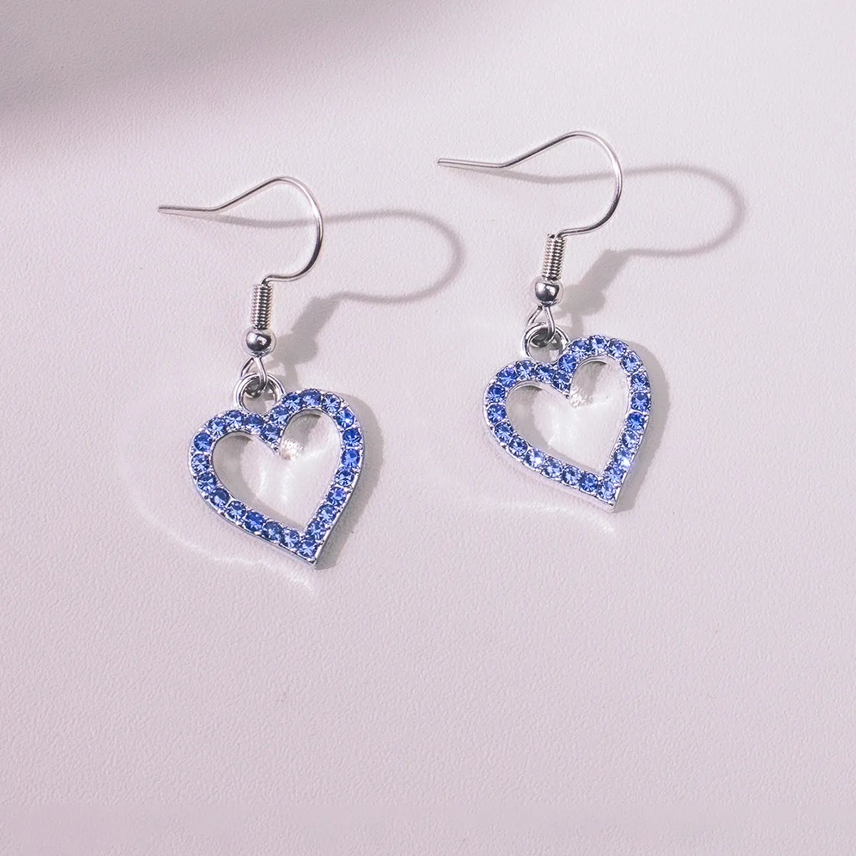 1 Pair Sweet Heart Shape Inlay Zinc Alloy Zircon Drop Earrings