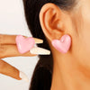 1 Pair Sweet Heart Shape Plastic Resin Ear Studs