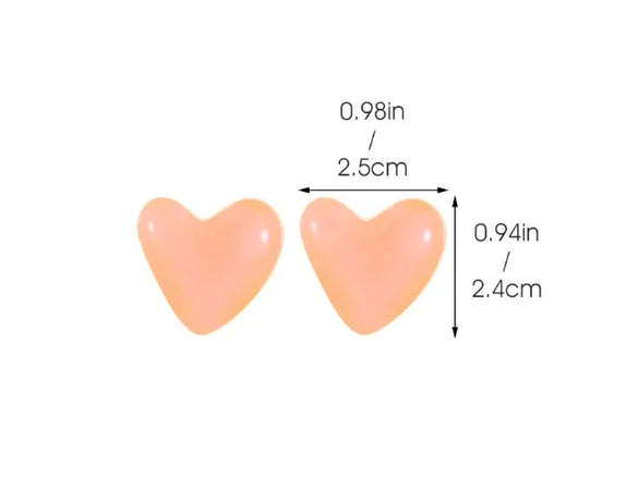 1 Pair Sweet Heart Shape Plastic Resin Ear Studs
