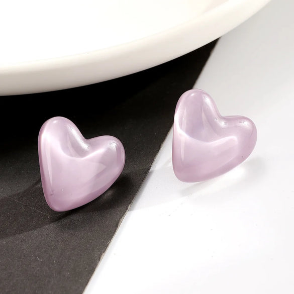 1 Pair Sweet Heart Shape Plastic Resin Ear Studs