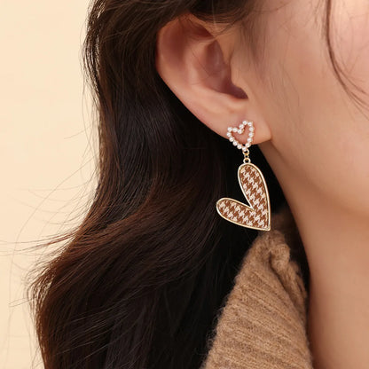 1 Pair Sweet Heart Shape Plating Alloy Gold Plated Drop Earrings