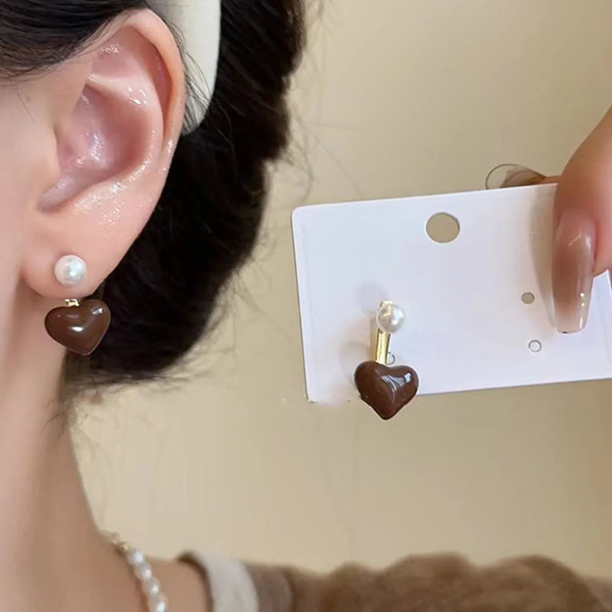 1 Pair Sweet Heart Shape Plating Alloy Gold Plated Drop Earrings