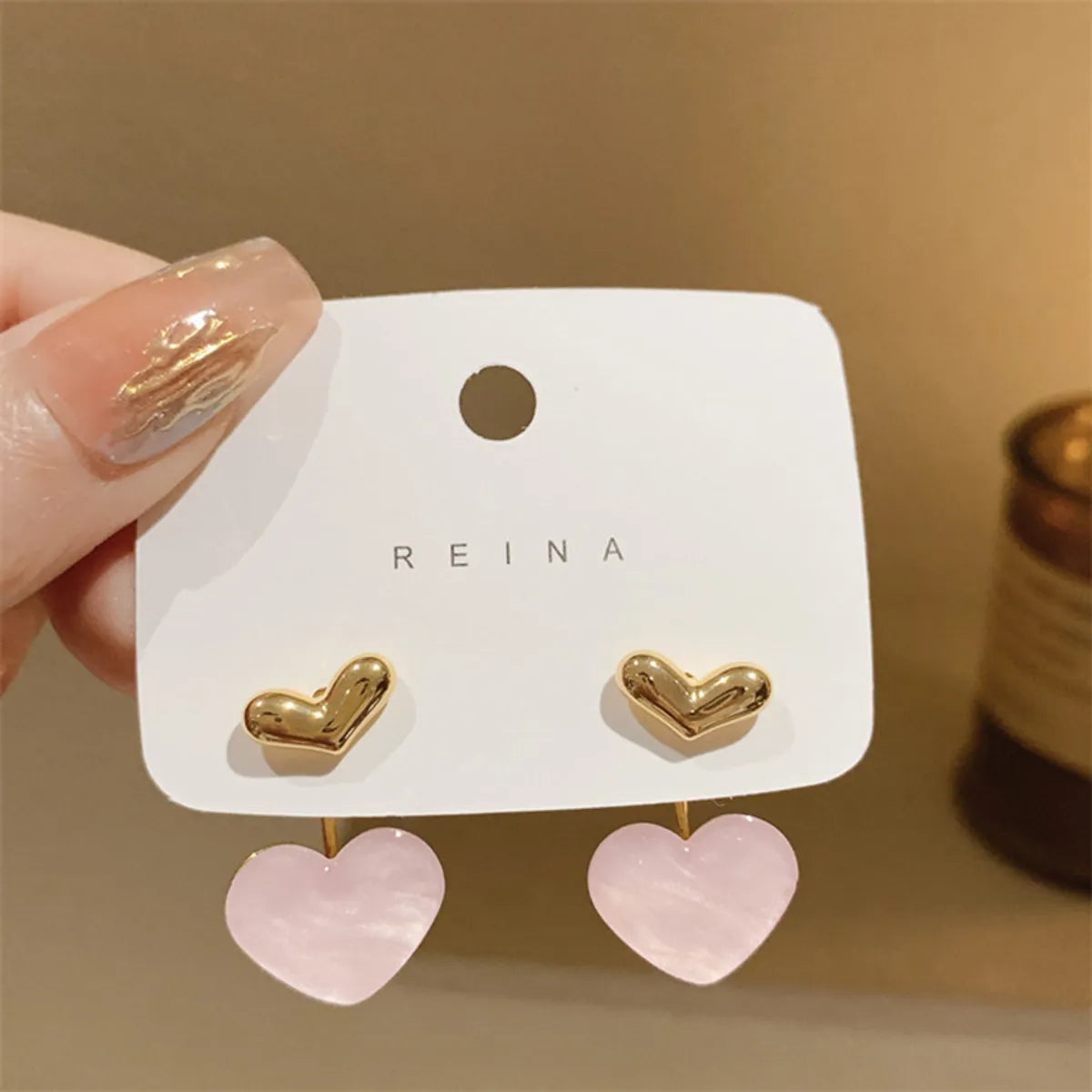 1 Pair Sweet Heart Shape Plating Copper Ear Studs