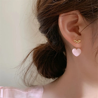 1 Pair Sweet Heart Shape Plating Copper Ear Studs