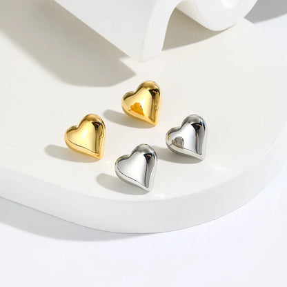 1 Pair Sweet Heart Shape Plating Copper Ear Studs