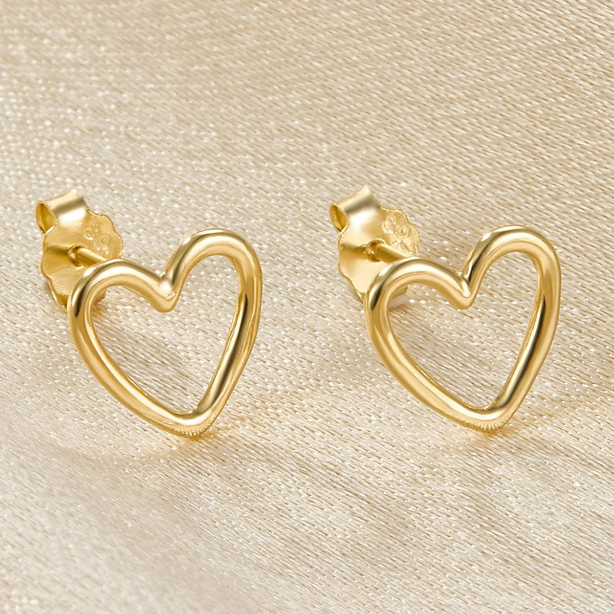 1 Pair Sweet Heart Shape Plating Hollow Out Sterling Silver 18k Gold Plated White Gold Plated Ear Studs