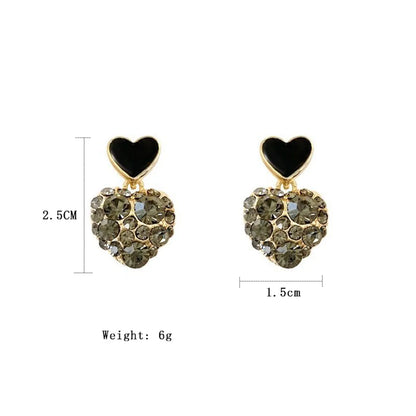 1 Pair Sweet Heart Shape Plating Inlay Alloy Rhinestones Gold Plated Drop Earrings