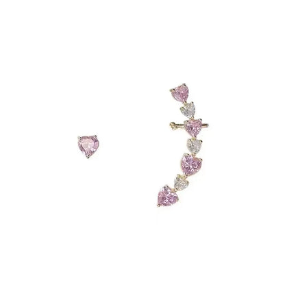 1 Pair Sweet Heart Shape Plating Inlay Alloy Zircon Ear Studs