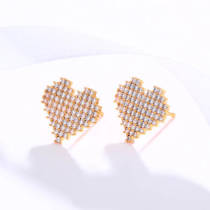 1 Pair Xuping Sweet Heart Shape Plating Inlay Copper Alloy Artificial Gemstones 18k Gold Plated Ear Studs