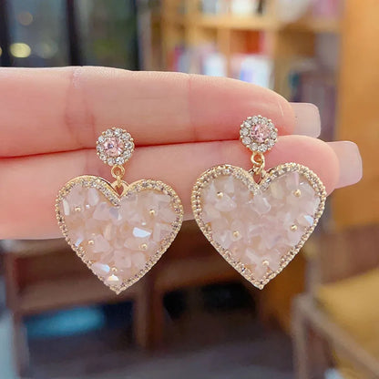 1 Pair Sweet Heart Shape Plating Inlay Copper Gold Plated Drop Earrings