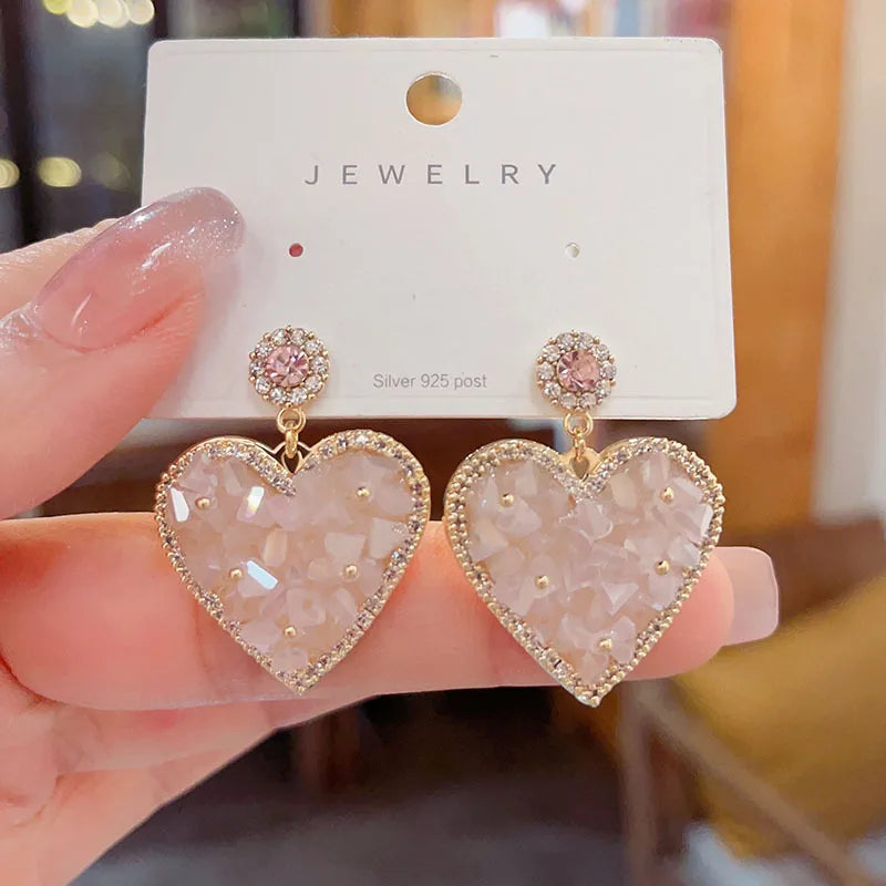 1 Pair Sweet Heart Shape Plating Inlay Copper Gold Plated Drop Earrings