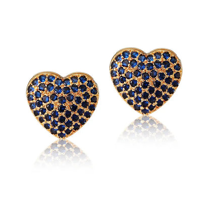 1 Pair Sweet Heart Shape Plating Inlay Copper Zircon 18k Gold Plated Ear Studs