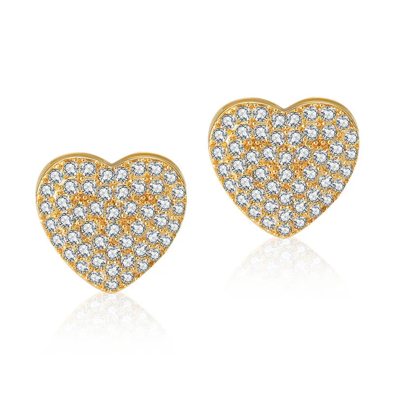 1 Pair Sweet Heart Shape Plating Inlay Copper Zircon 18k Gold Plated Ear Studs