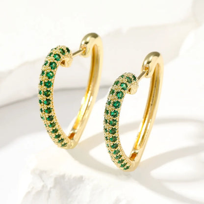 1 Pair Sweet Heart Shape Plating Inlay Copper Zircon Gold Plated Hoop Earrings